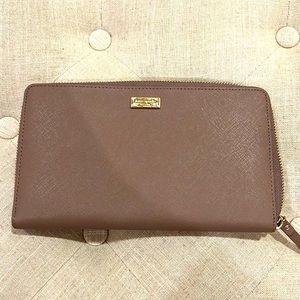 Kate Spade large travel wallet, dark plum color